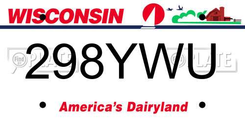 298YWU Wisconsin License Plate