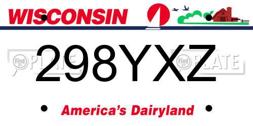 298YXZ Wisconsin License Plate