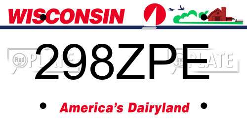 298ZPE Wisconsin License Plate