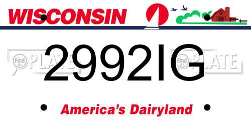 2992IG Wisconsin License Plate