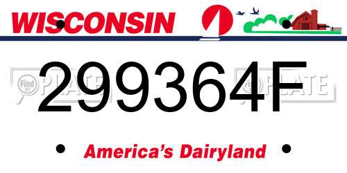 299364F Wisconsin License Plate