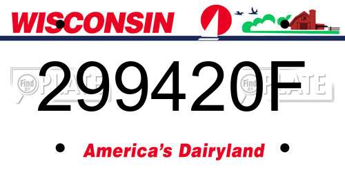 299420F Wisconsin License Plate