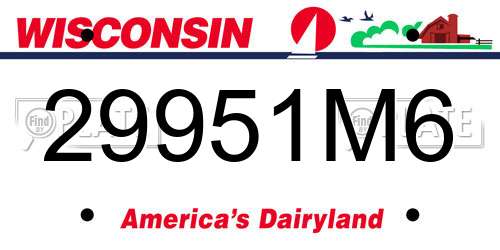 29951M6 Wisconsin License Plate