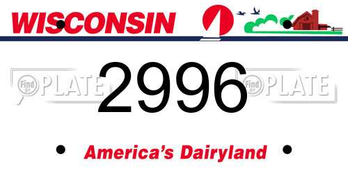 2996 Wisconsin License Plate