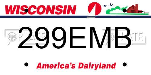 299EMB Wisconsin License Plate