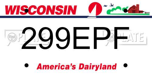 299EPF Wisconsin License Plate