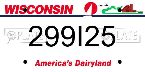 299I25 Wisconsin License Plate