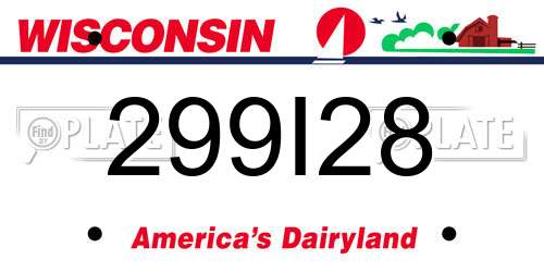 299I28 Wisconsin License Plate