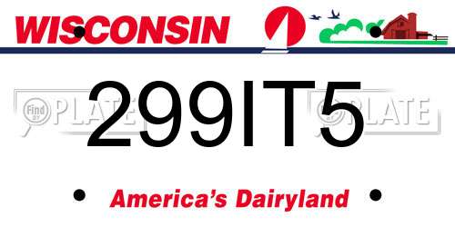 299IT5 Wisconsin License Plate