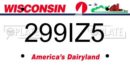 299IZ5 Wisconsin License Plate
