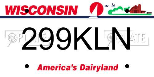 299KLN Wisconsin License Plate