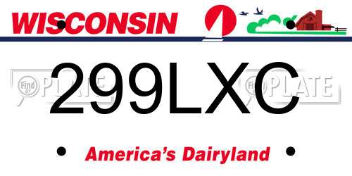 299LXC Wisconsin License Plate