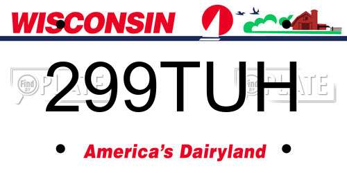 299TUH Wisconsin License Plate