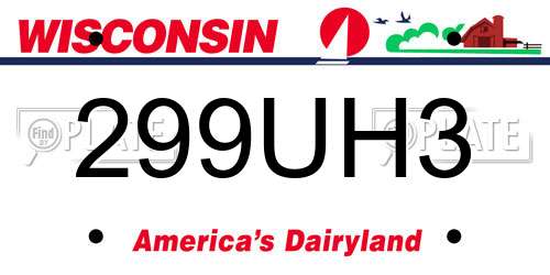 299UH3 Wisconsin License Plate