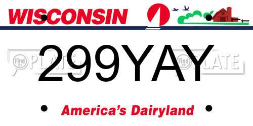 299YAY Wisconsin License Plate