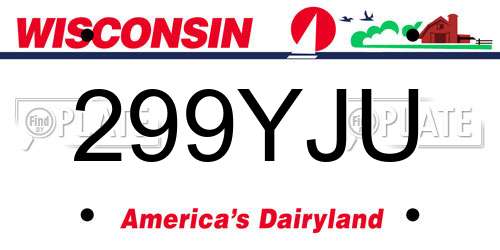 299YJU Wisconsin License Plate