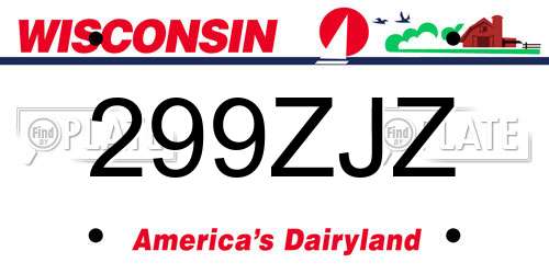 299ZJZ Wisconsin License Plate