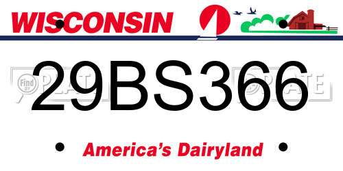 29BS366 Wisconsin License Plate