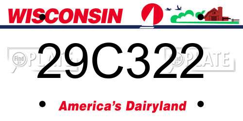 29C322 Wisconsin License Plate