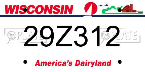 29Z312 Wisconsin License Plate
