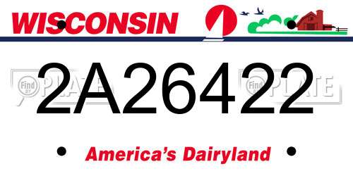 2A26422 Wisconsin License Plate
