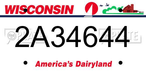 2A34644 Wisconsin License Plate
