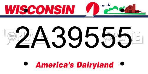 2A39555 Wisconsin License Plate