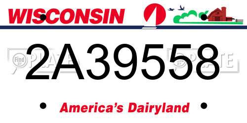 2A39558 Wisconsin License Plate