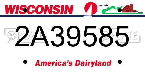 2A39585 Wisconsin License Plate