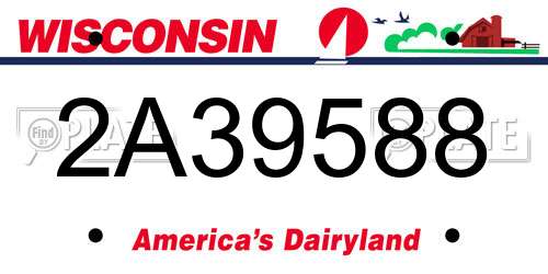 2A39588 Wisconsin License Plate