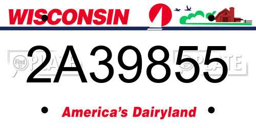 2A39855 Wisconsin License Plate