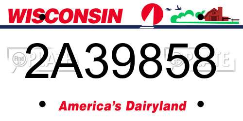 2A39858 Wisconsin License Plate