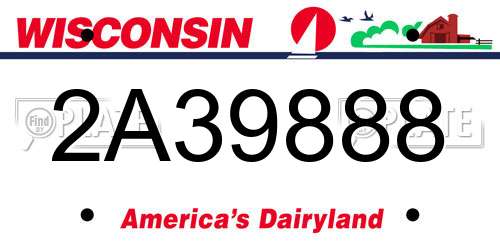 2A39888 Wisconsin License Plate