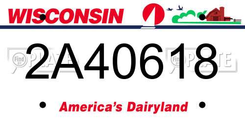 2A40618 Wisconsin License Plate