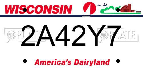 2A42Y7 Wisconsin License Plate