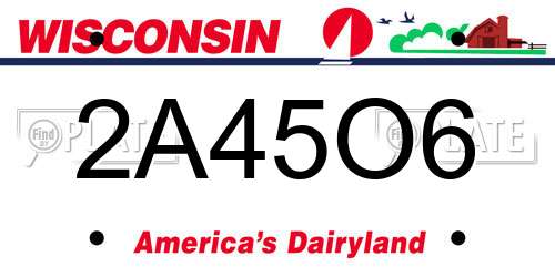 2A45O6 Wisconsin License Plate