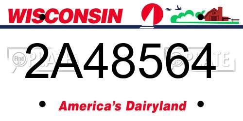 2A48564 Wisconsin License Plate