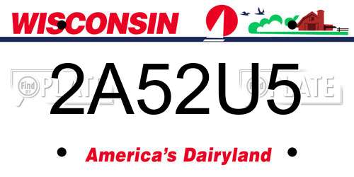 2A52U5 Wisconsin License Plate