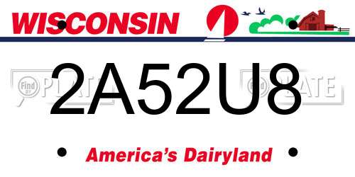 2A52U8 Wisconsin License Plate