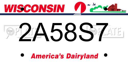 2A58S7 Wisconsin License Plate