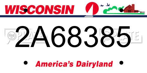 2A68385 Wisconsin License Plate