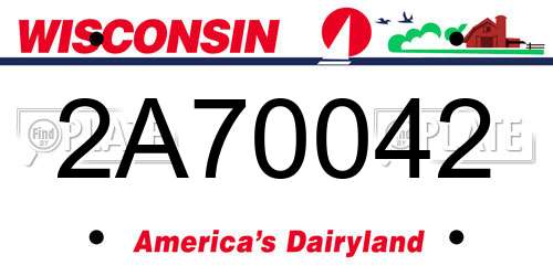 2A70042 Wisconsin License Plate