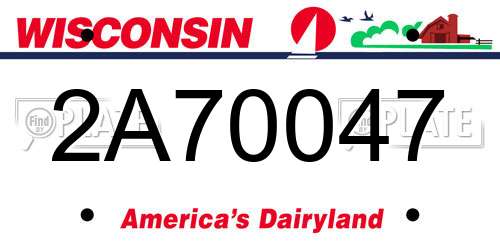 2A70047 Wisconsin License Plate