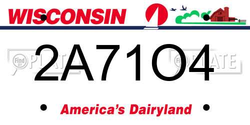 2A71O4 Wisconsin License Plate