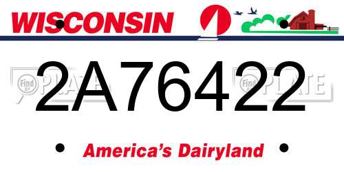 2A76422 Wisconsin License Plate