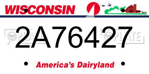 2A76427 Wisconsin License Plate