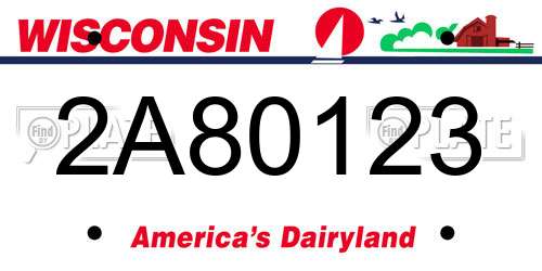 2A80123 Wisconsin License Plate