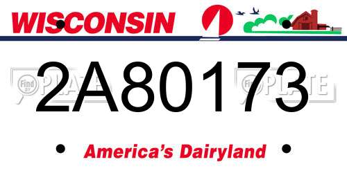 2A80173 Wisconsin License Plate