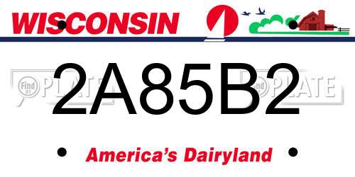 2A85B2 Wisconsin License Plate