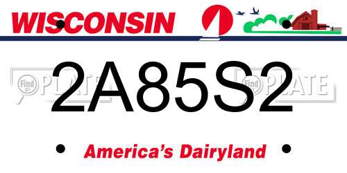 2A85S2 Wisconsin License Plate